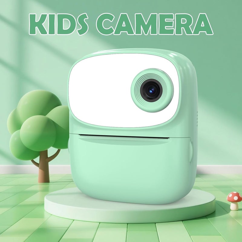 ICONLINK Kids Camera Instant Print for Kids with Mirror, HD Dual-Lens Selfie Digital Camera with 3 Rolls Print Paper & 32GB Card, Holiday Birthday Gifts Toys for Girls Boys Toddler. (Green) - Image 2
